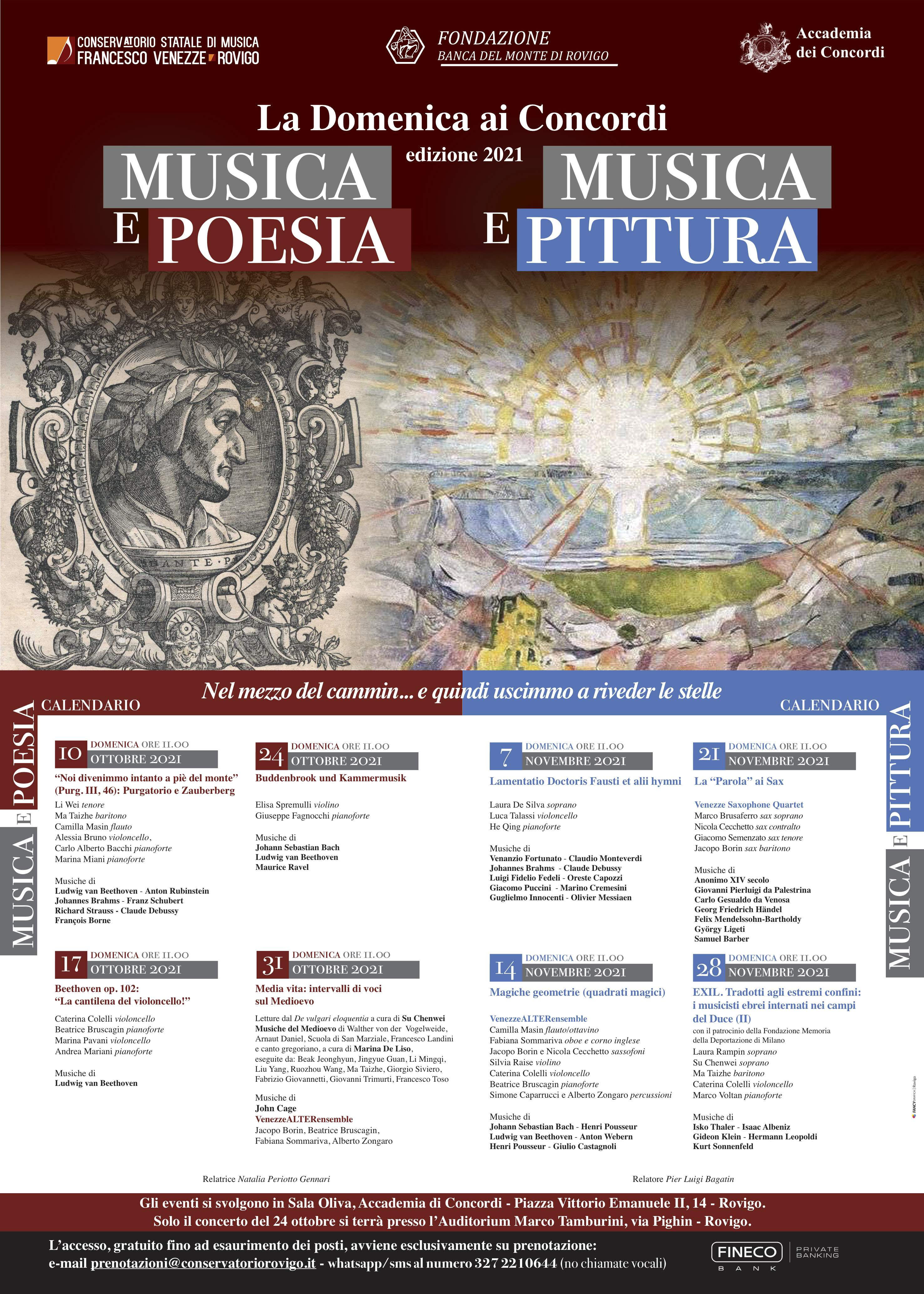 La Domenica ai Concordi. Rassegna di Musica e Poesia / Musica e Pittura, edizione 2021. foto 