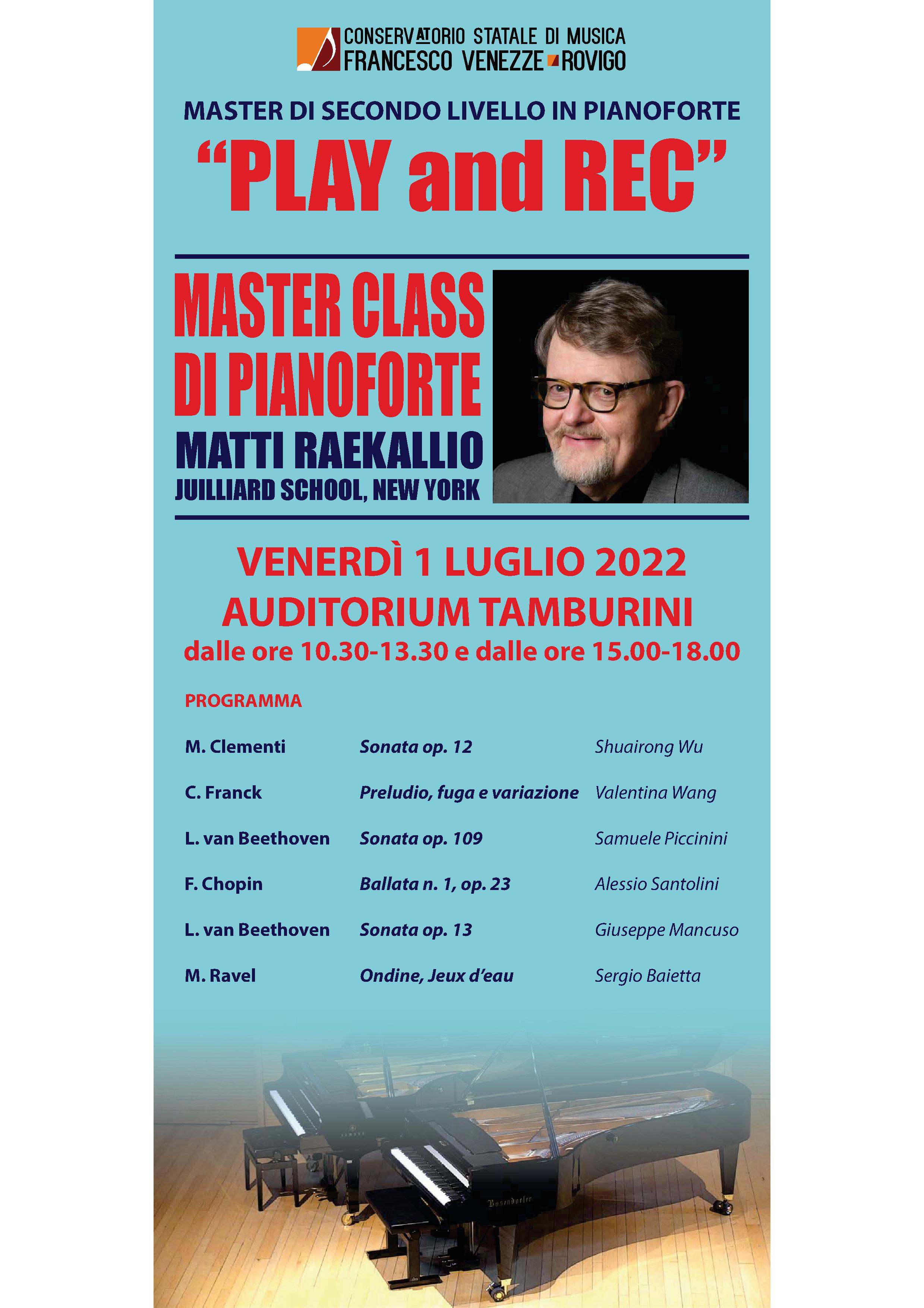 Play and Rec, Master class di Secondo Livello in Pianoforte. foto 