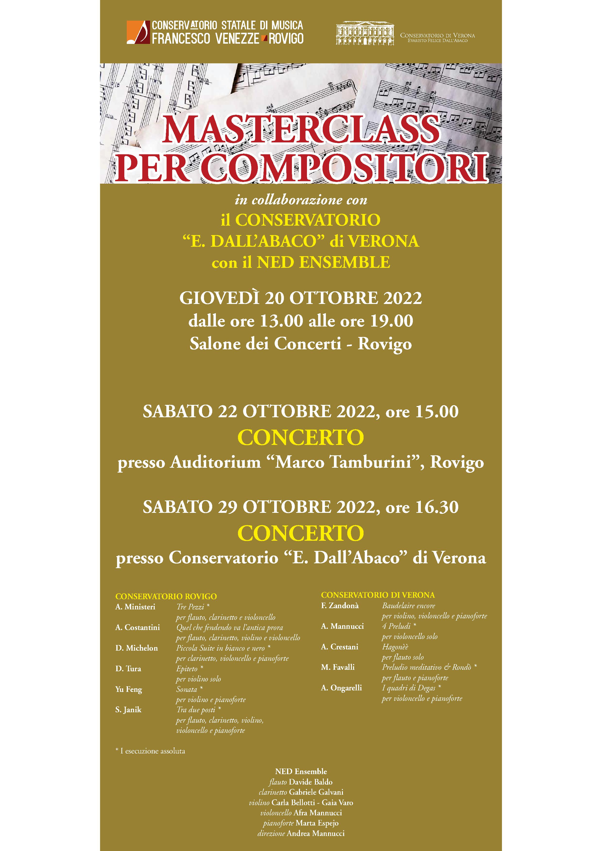 Masterclass per compositori. In collaborazione con il Conservatorio Dall Abaco di Verona foto 