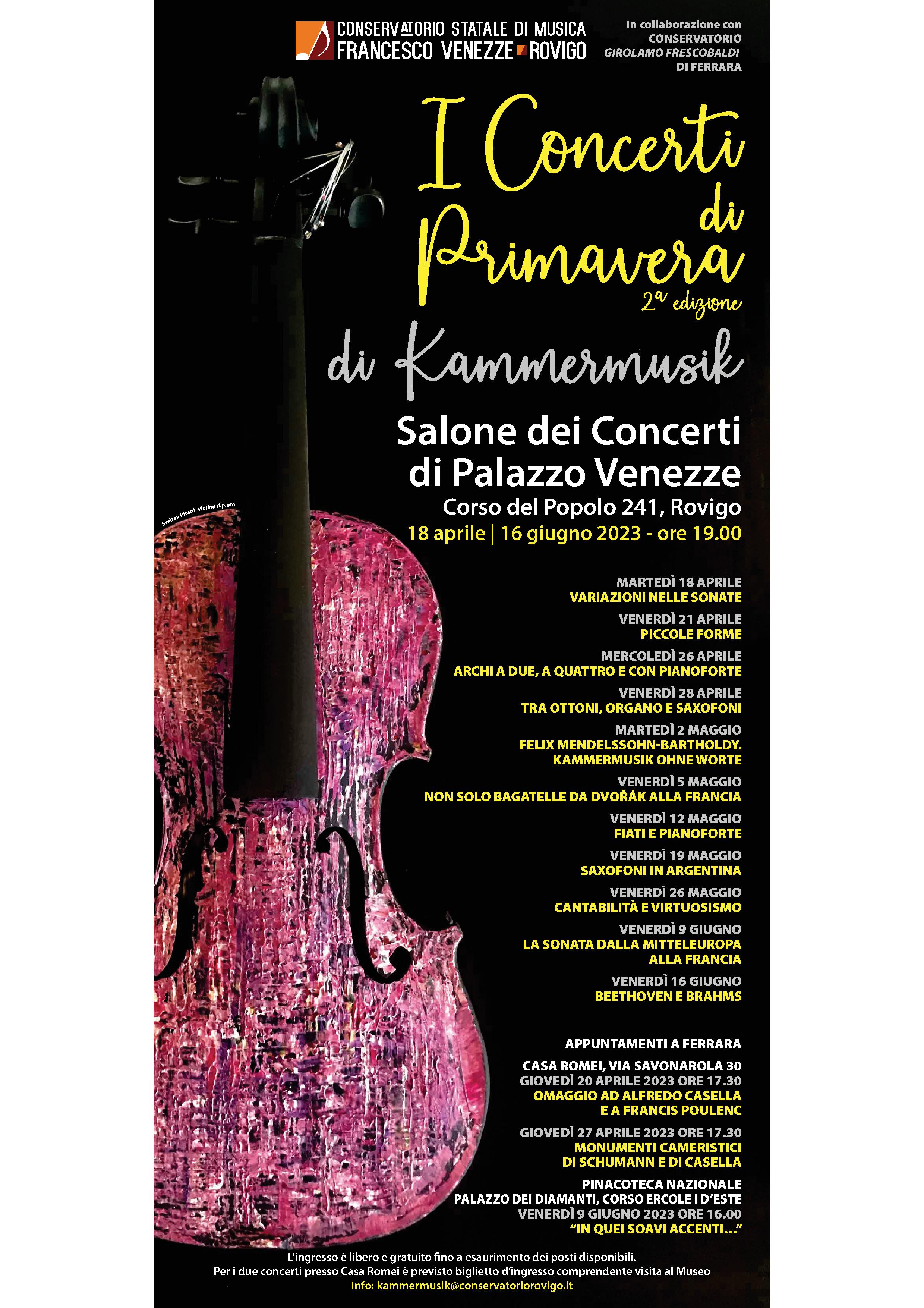 Concerti di Primavera di Kammermusik, 18 aprile / 16 giugno 2023.Salone dei Concerti foto 