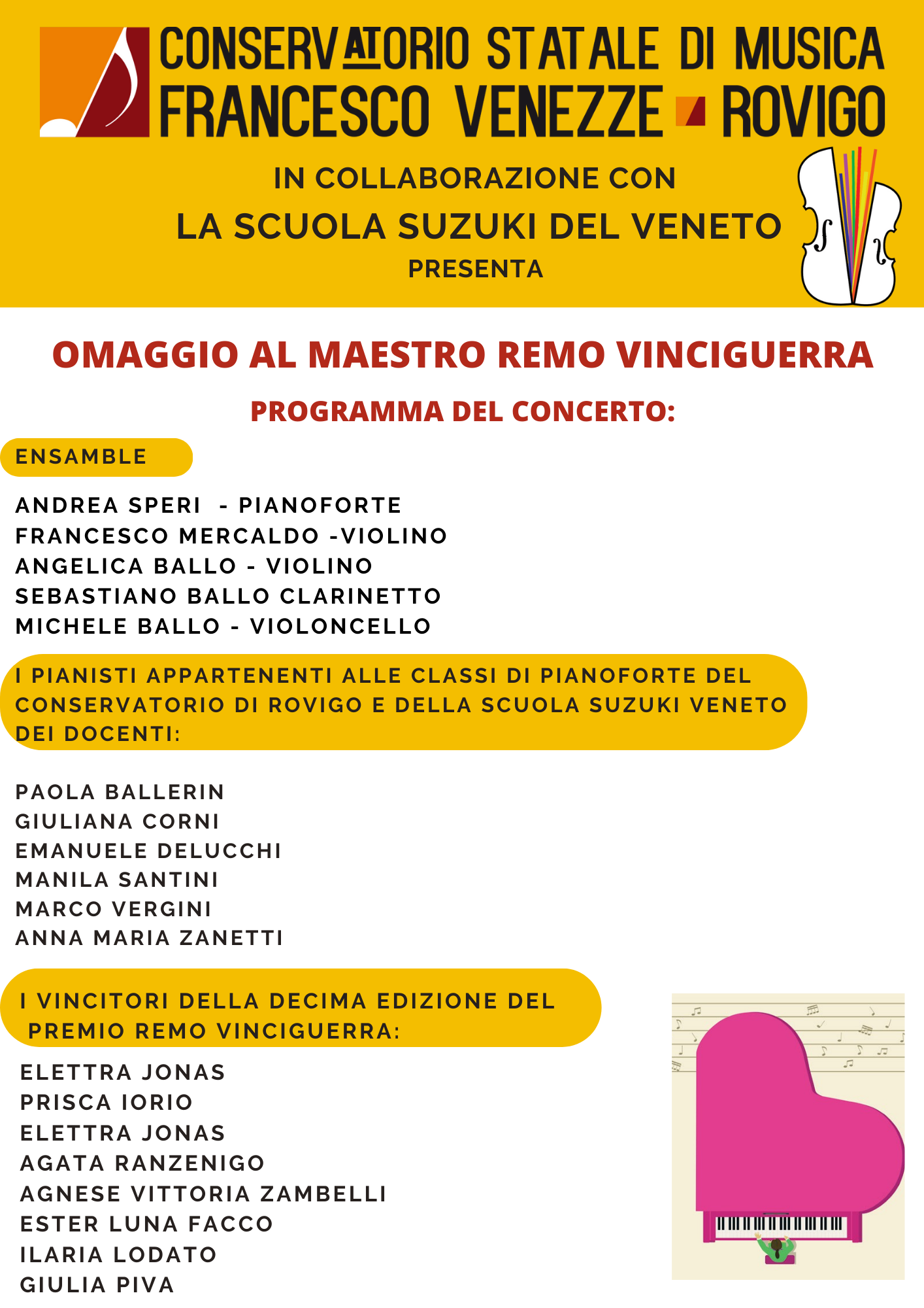 Omaggio al M° Remo Vinciguerra. Sabato 17 Giugno (ore 17), Auditorium foto 