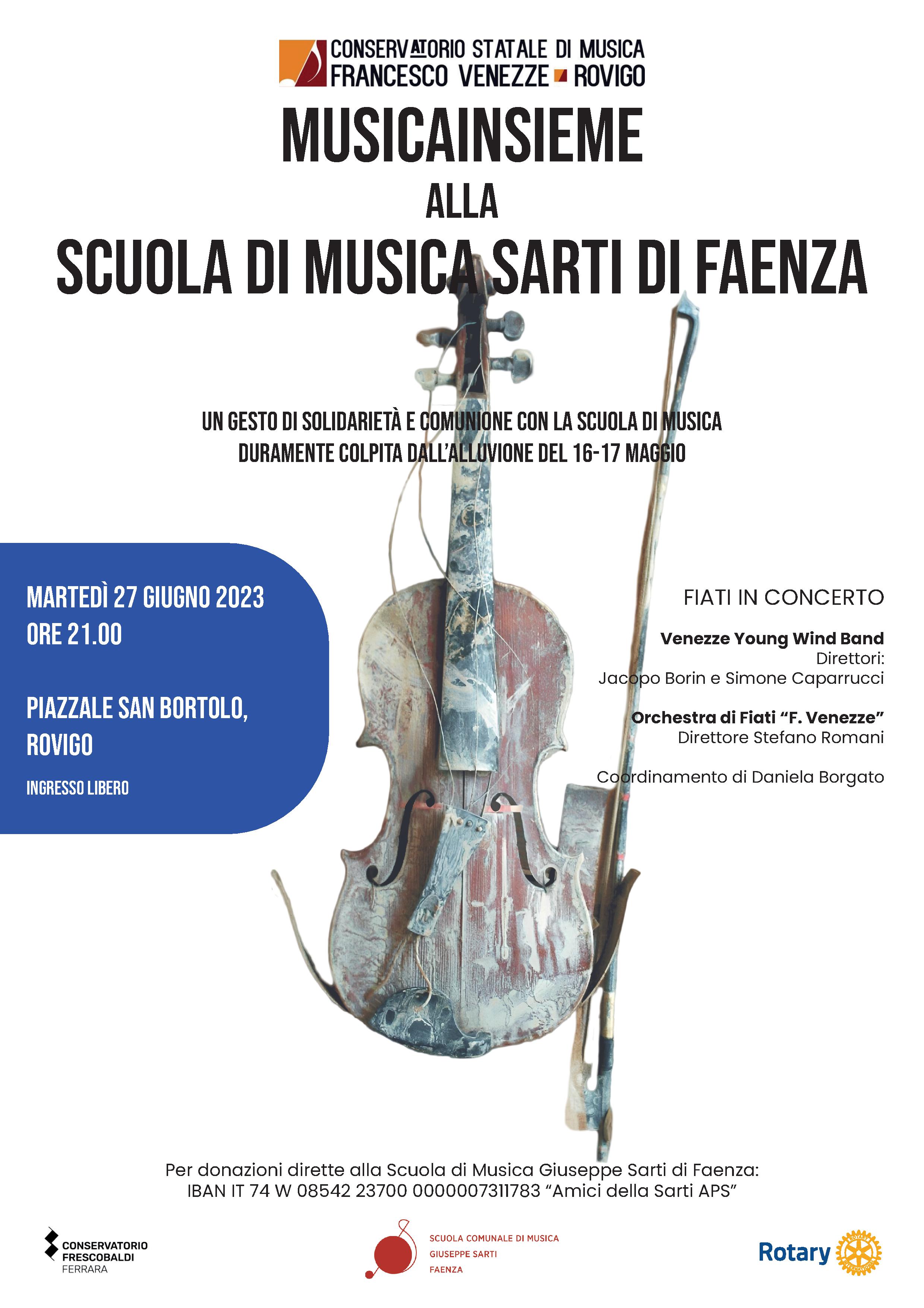 MUSICAINSIEME alla SCUOLA SARTI Martedì 27 giugno (ore 21), Piazzale S. Bortolo, Rovigo. foto 